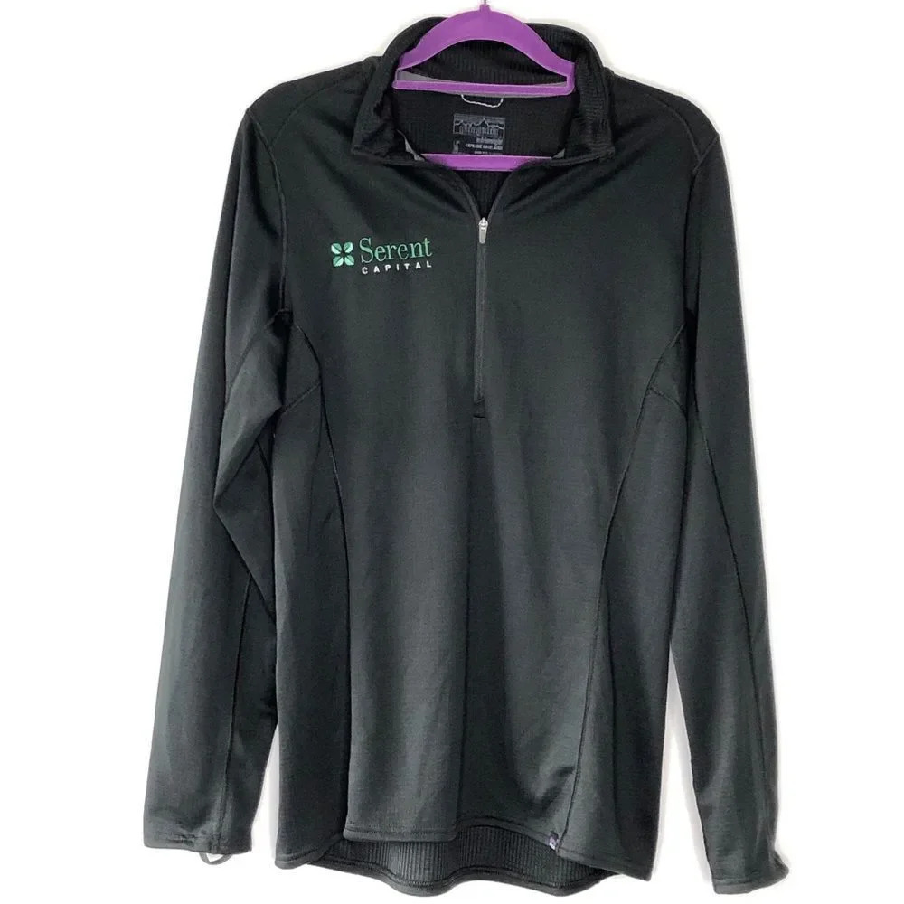 Patagonia Black Branded Midweight Capilene Polartec Baselayer 1/4 Zip Pullover M